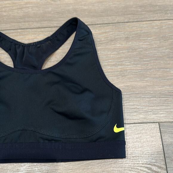NIKE‎ Black Neon Yellow Dri-Fit Mesh Racerback Foam Padded Sports Bra Size Small - Picture 4 of 9
